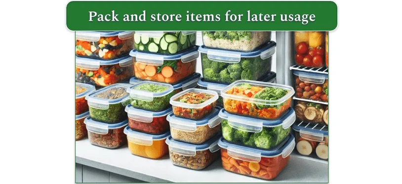 A variety of vegetables packed in containers for storage
