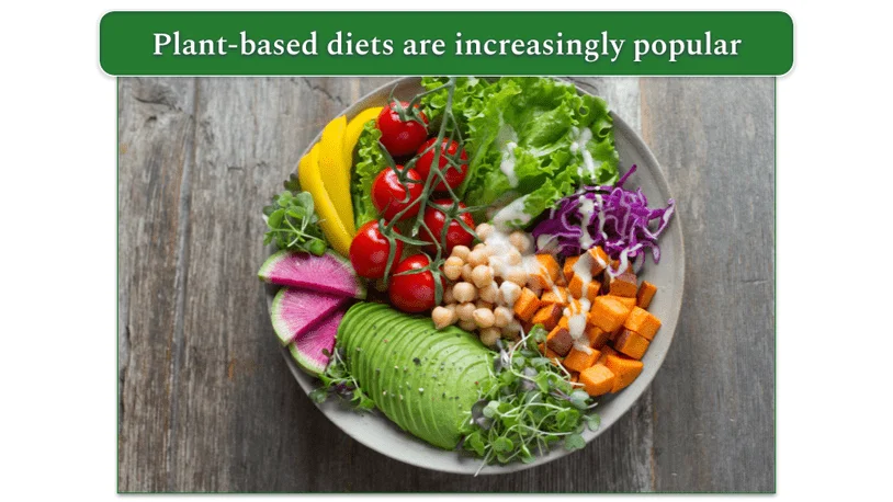 A plate with colourful fruits and vegetables