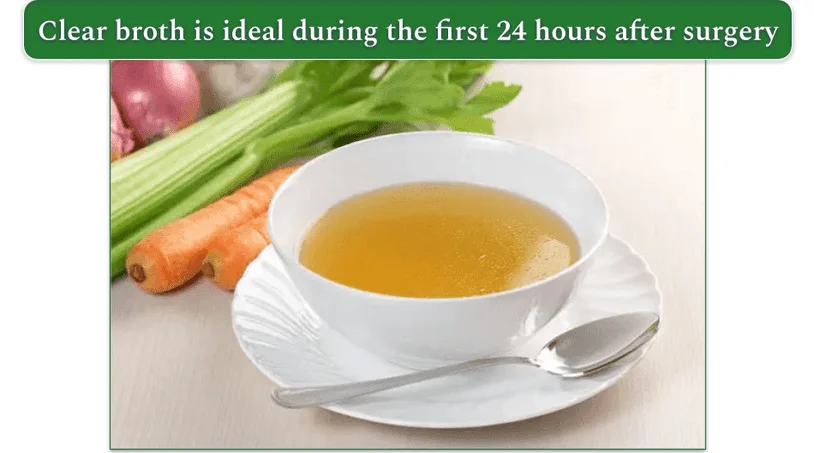 image of clear broth in a white bowl