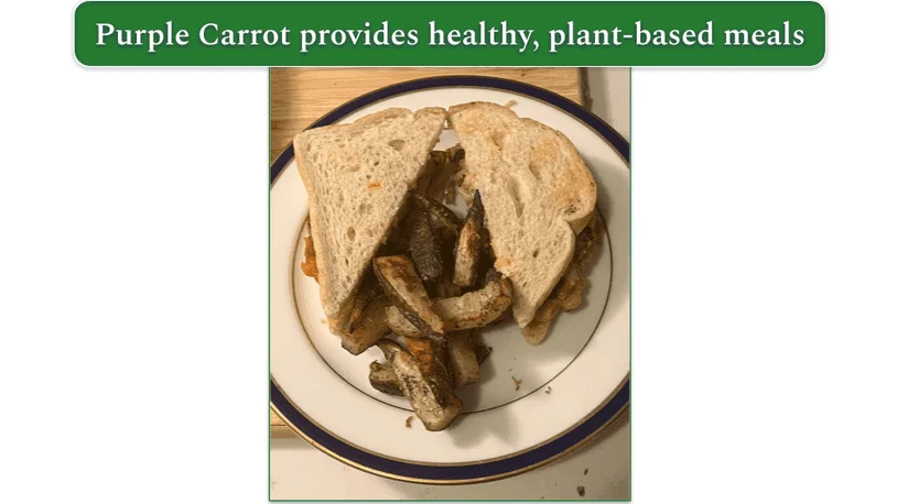 Purple Carrot’s Carrot Burgers and Potato Wedges