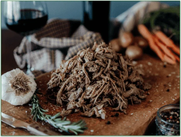 grassland beef menu, slow-roasted shredded beef