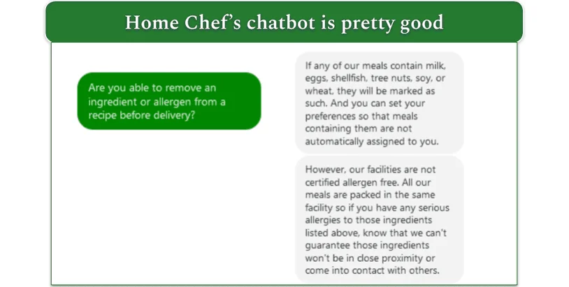 Home Chef's chat bot