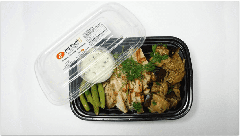Jet Fuel Meals' dish in a plastic container