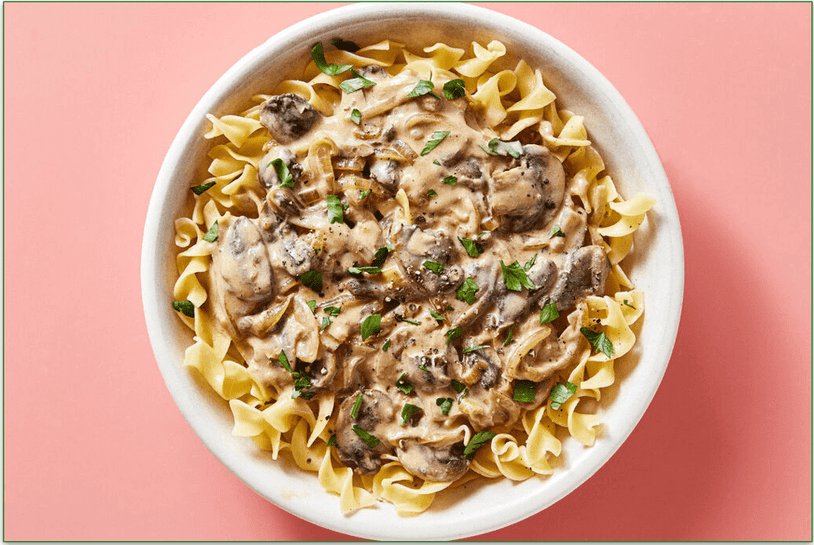 Saucy Mushroom Stroganoff by Dinnerly