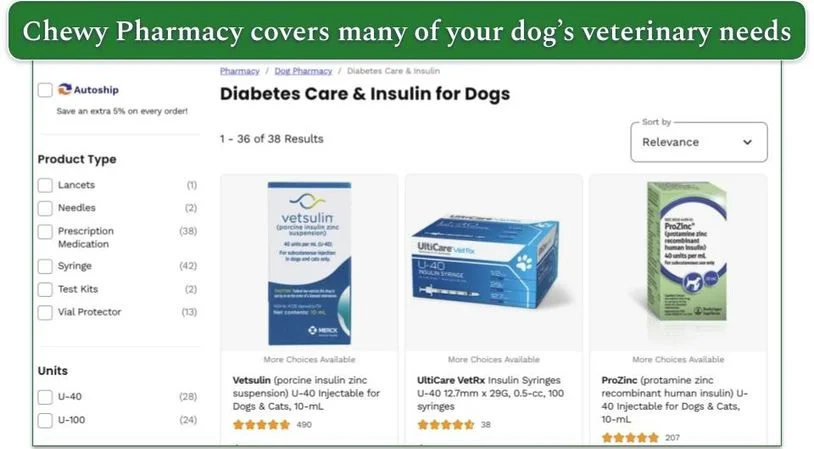 Chewy pharmacy has a selection of medications for your pet