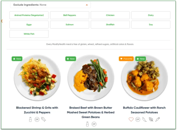 9 common allergens can be excluded although this will limit your choice of meals