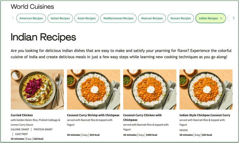 HelloFresh Cookbook with Indian Recipes highlighted