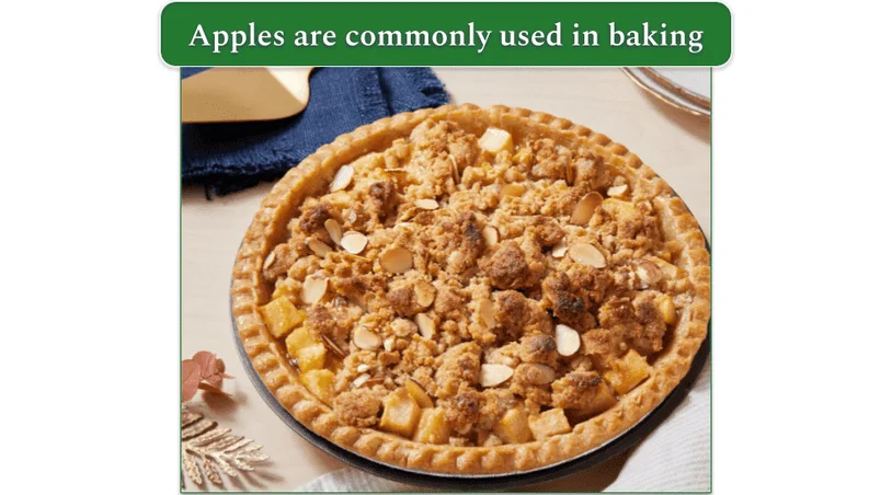Blue Apron apple crumb pie with caramel and almonds is a Thanksgiving recipe