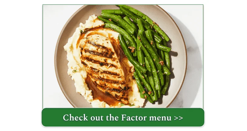 Roasted Garlic Chicken with Green Beans & Sour Cream & Onion Mashed Potatoes by Factor