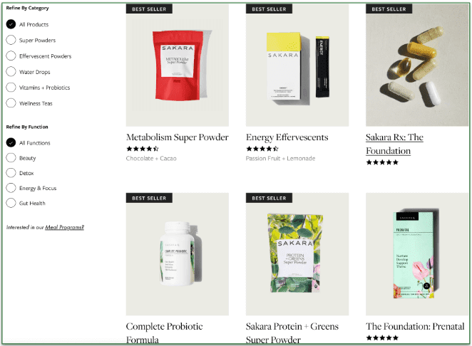 Sakara also offers supplements