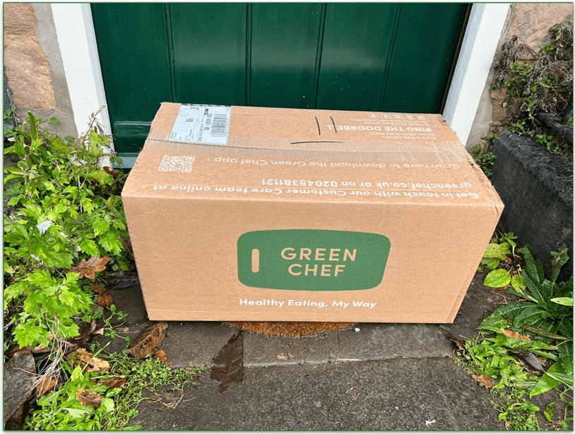 Green Chef box outside a door