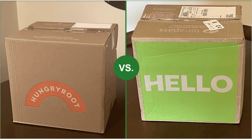 DeliveryRank reviewer's boxes from Hungryroot and HelloFresh