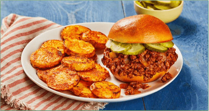 A burger and potato dish that can be made with a HelloFresh meal kit