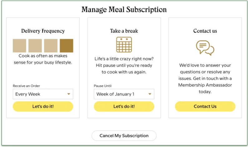 A screenshot of ways to manage your account.