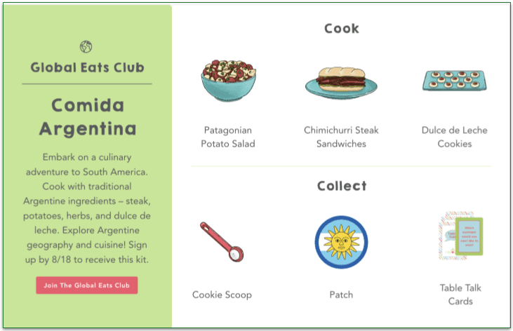 Raddish Kids Global Eats Club Argentina box contents