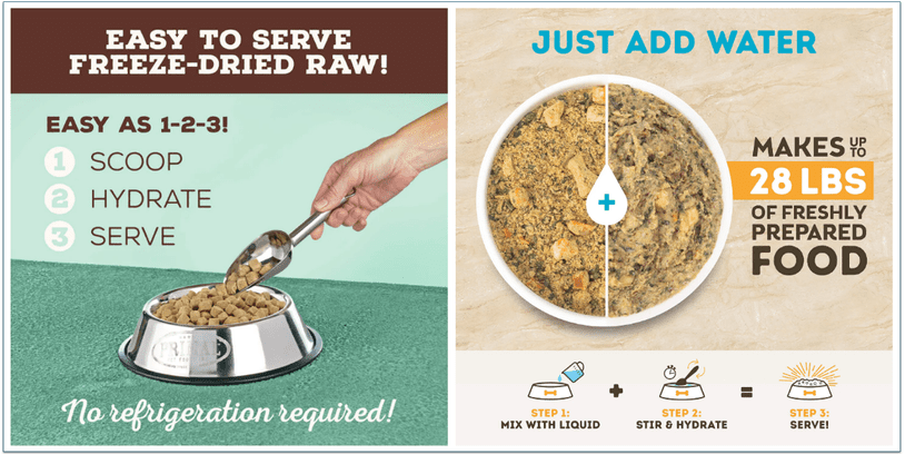 Serving instructions are provided for each product