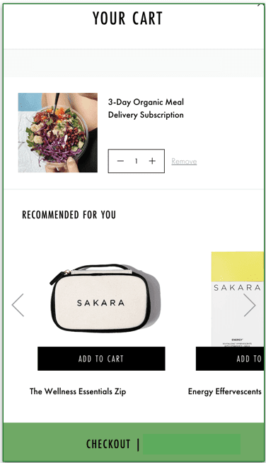 a screenshot of sakara's extras and add-ons screen