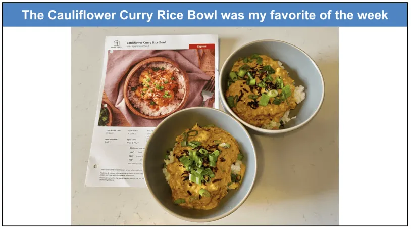 Two bowls of Home Chef's Cauliflower Curry Rice