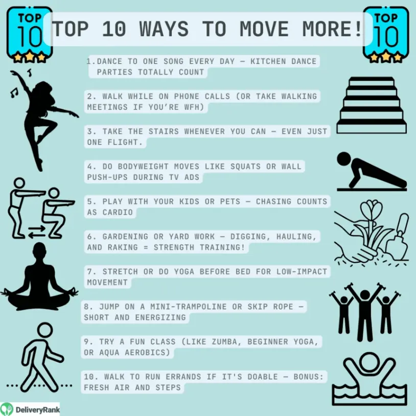 Infographic listing 10 ways to move more