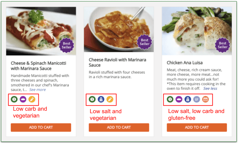 Screenshot of Magic Kitchen's A La Carte menu