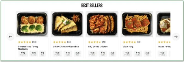 A list of suggested meals during Fuel Meals signup