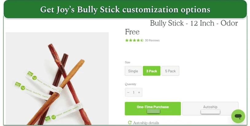 Get Joy's treat customization options