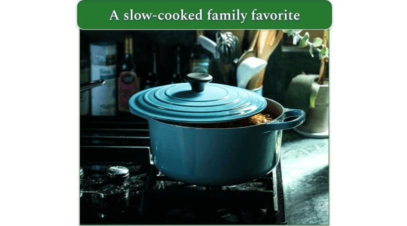 Classic Pot Roast recipe in a half-covered dutch oven