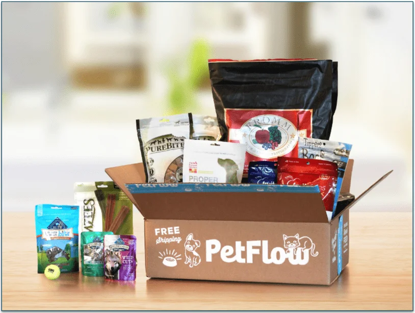 An example of a PetFlow box