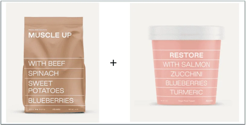 Maxbone's Muscle Up Beef meal and Restore Salmon topper.