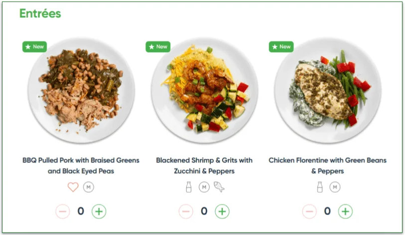 Icons help you find out other diets the meals accommodate