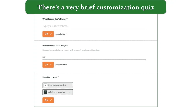 a screenshot of cali raw's customization questionnaire