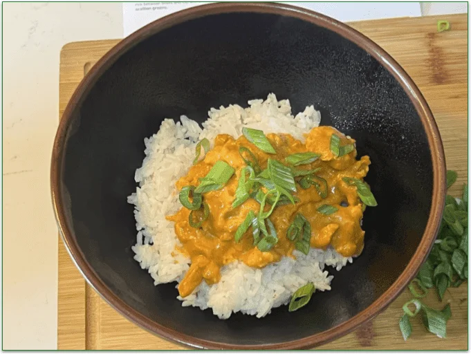 EveryPlate's Creamy Chicken Curry in a Hurry dish served in a bowl