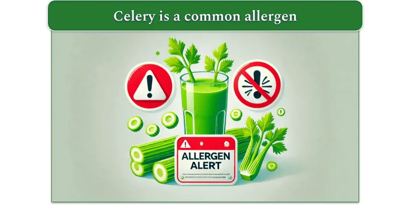 image of celery juice with an allergen alert symbol