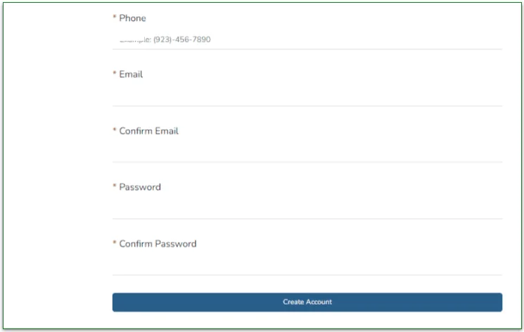 Location of the Create Account button