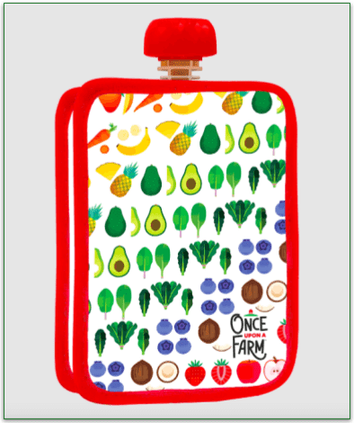 An adventure-ready Once Upon a Farm Pouch Cooler in vibrant red.