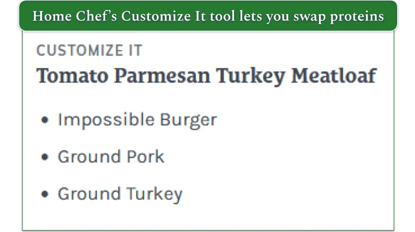 Home Chef's Customize It tool