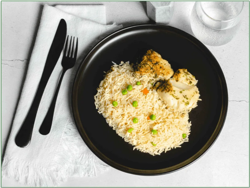 Eat Clean to Go's Chilean Garlic Butter Sea Bass with Jasmine Rice