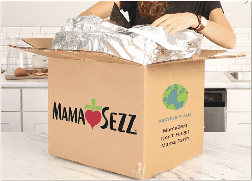 An open MamaSezz package, showing its insulated liner