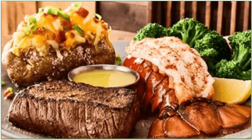 screenshot of Outback Steakhouse's Steak & Tail available for Grubhub pickup