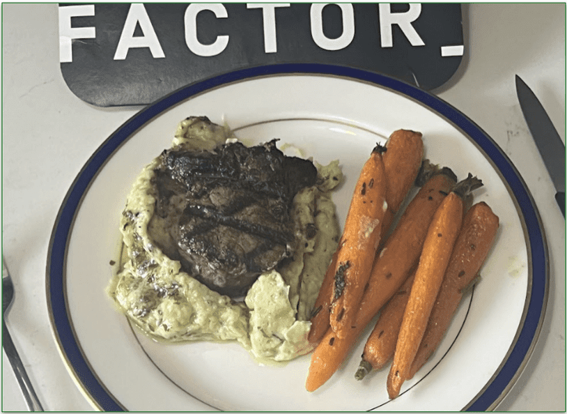 Photo of Factor's Truffle Butter Filet Mignon dish plated and ready to eat
