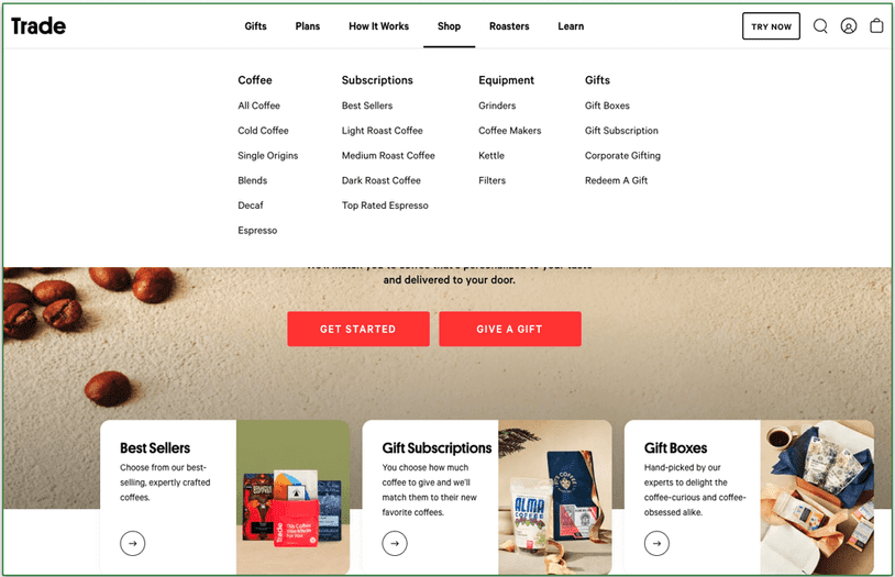 a screenshot of drink trade's homepage with the 