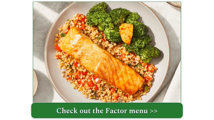 Factor's Baja Salmon with Cauliflower “Rice,” Broccoli & Jalapeño Lime Crema