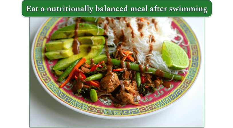 A meal including protein, carbs, and healthy fats