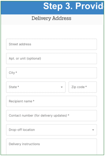 Screenshot of Territory Foods Delivery Address page