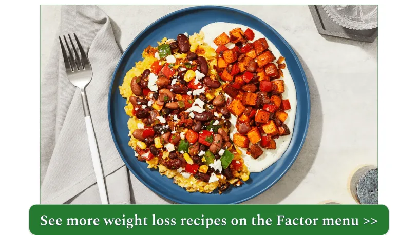 Vegetarian Tamale Bowl with Spiced Sweet Potatoes & Pickled Jalapeño Crema (510 calories)