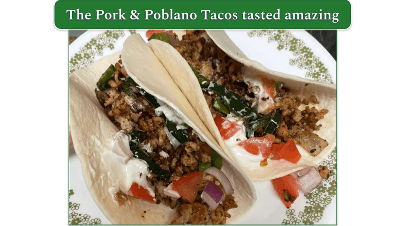 Reviewers own image of pork & poblano tacos
