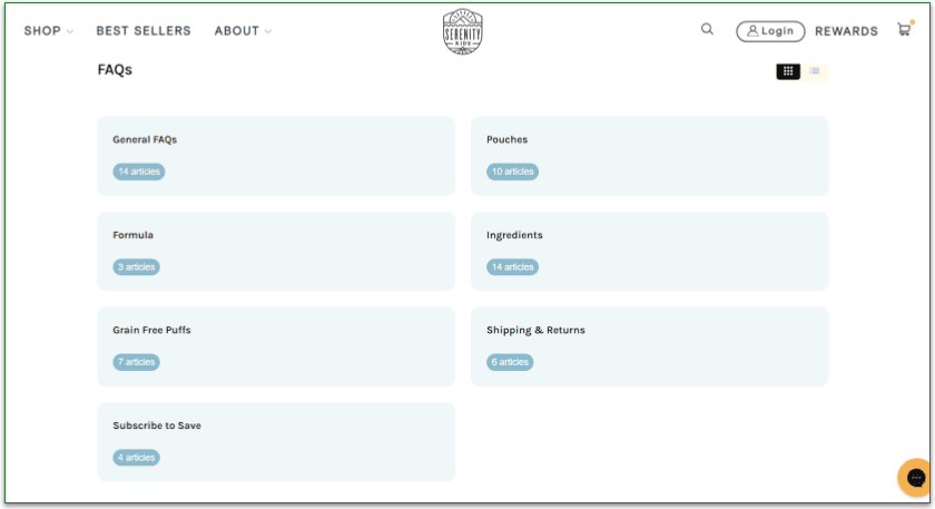 FAQ page on Serenity Kids