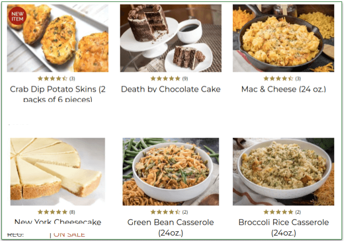 The Chicago Steak Company's dessert and side dishes menu