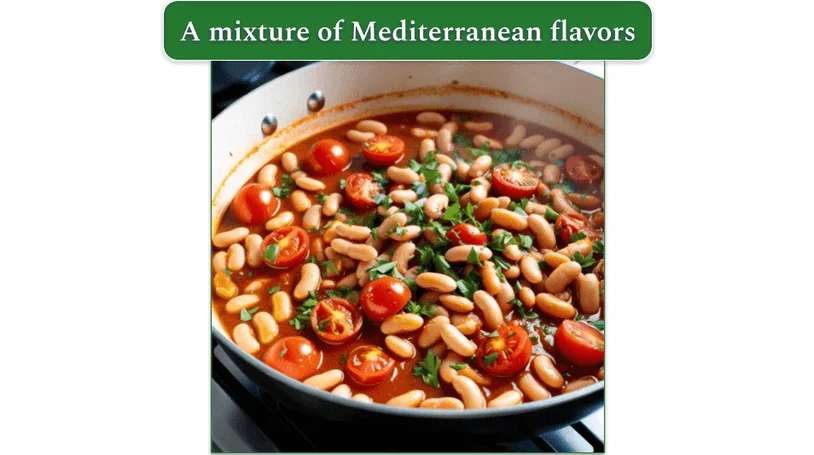 Garlic Parmesan White Beans during the cooking process