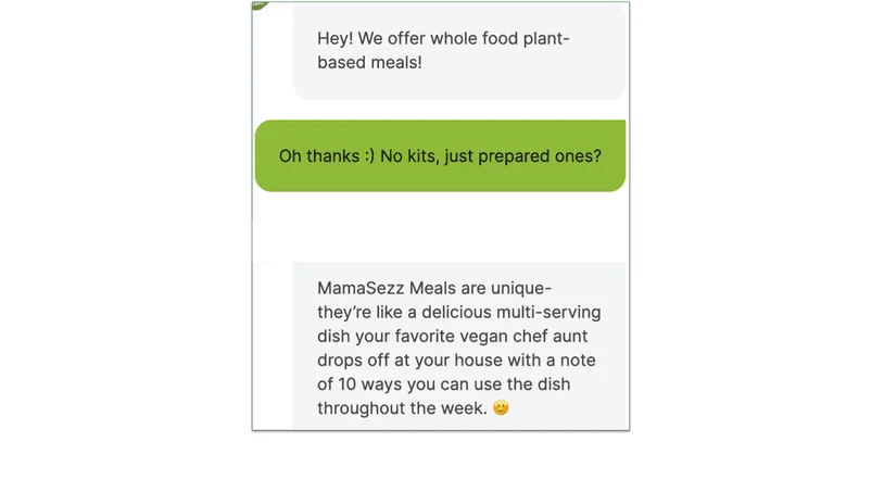 A brief chat interaction with customer service